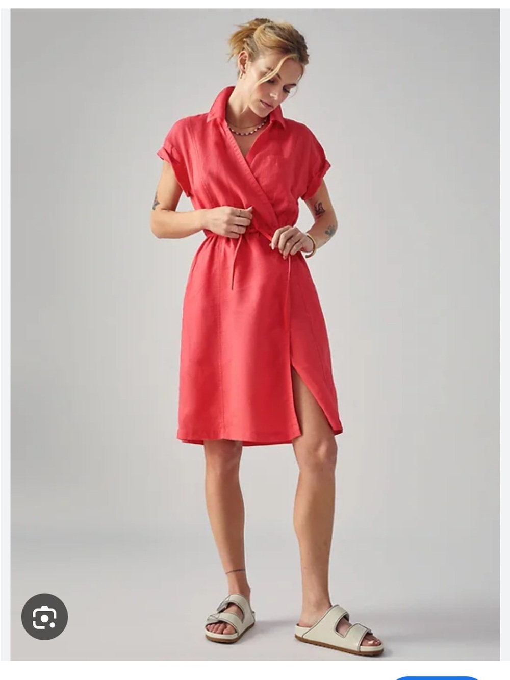 Athleta Playa Linen Drawstring Wrap Dress